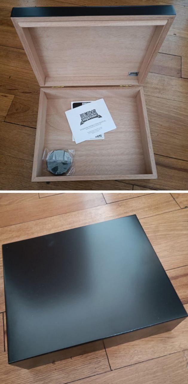 ACCESSORIES Supreme Humidor / Holds 20 cigars / Color: Semi-gloss black/ USA Made / Cedar interior