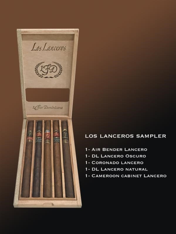 LA FLOR DOMINICANA Los Lanceros 5 cigar sampler / Air Bender Villano Lancero Double Ligero Natural Lancero Double Ligero Oscuro Lancero Coronado Lancero Cameroon Cabinet Lancero